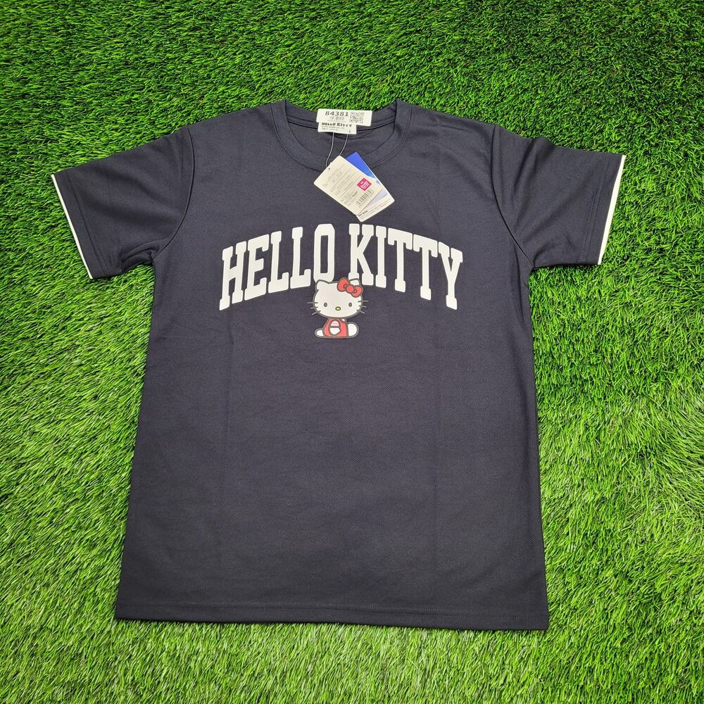 Hello-Kitty Kawaii Cat Shirt Womens M/L 19x25 Black Sanrio